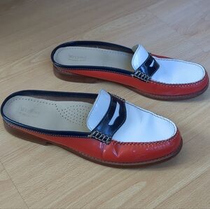 Weejuns Women's Tricolor Leather Slip-On Mules - White, Red & Black
